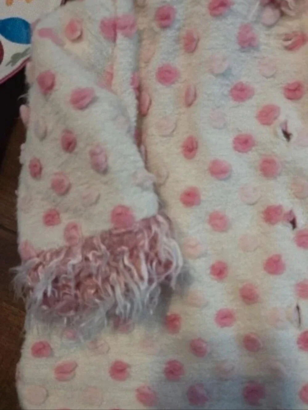 Hanna Andersson Vintage Pink Polka Dot Gnome Pixie Hood Fleece Jacket Size 70